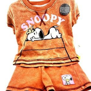 Baby Matching Outfit Set Size 12m Snoopy 2pc Top Shorts Peanuts Children Kids